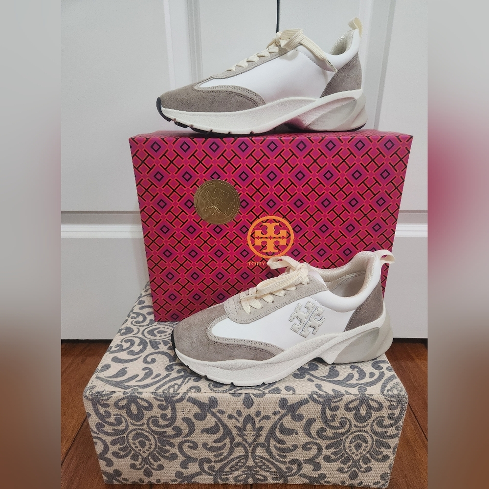 Tory Burch Good Luck Trainer Suede Sneakers Size 8.5